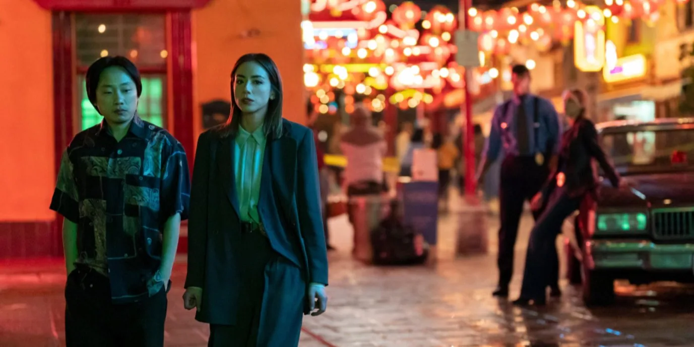 Lana Lee and Willis Wu in a scene from the Port Harbor precinct