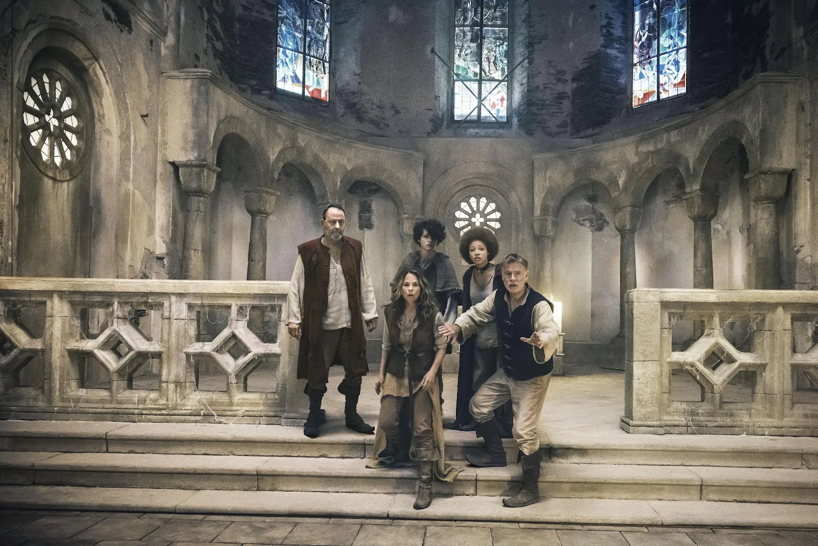 Promotional still from Family Pack, the 2024 Netflix adventure comedy about a French family transported to medieval France